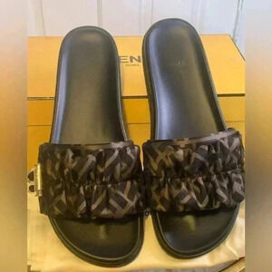 Fendi Feel Brown Satin Women's Slides Size 38